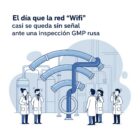 Ilustración esquemática de la anécdota del WFI y WiFi durante una inspección GMP
