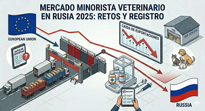 Análisis del mercado minorista veterinario en Rusia: Obstáculos burocráticos y la importancia de la conformidad GMP nacional.